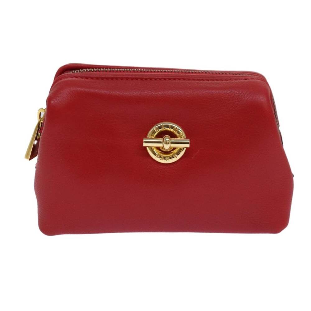 Celine Leather Pouch Red